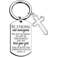 Thumbnail for Bible Verse Keychain Be Strong And Courageous Cross Keychain Men Women Religious Gifts For Family Friend Birthday Christmas Thanksgiving Christian Gifts Inspirational Keyring