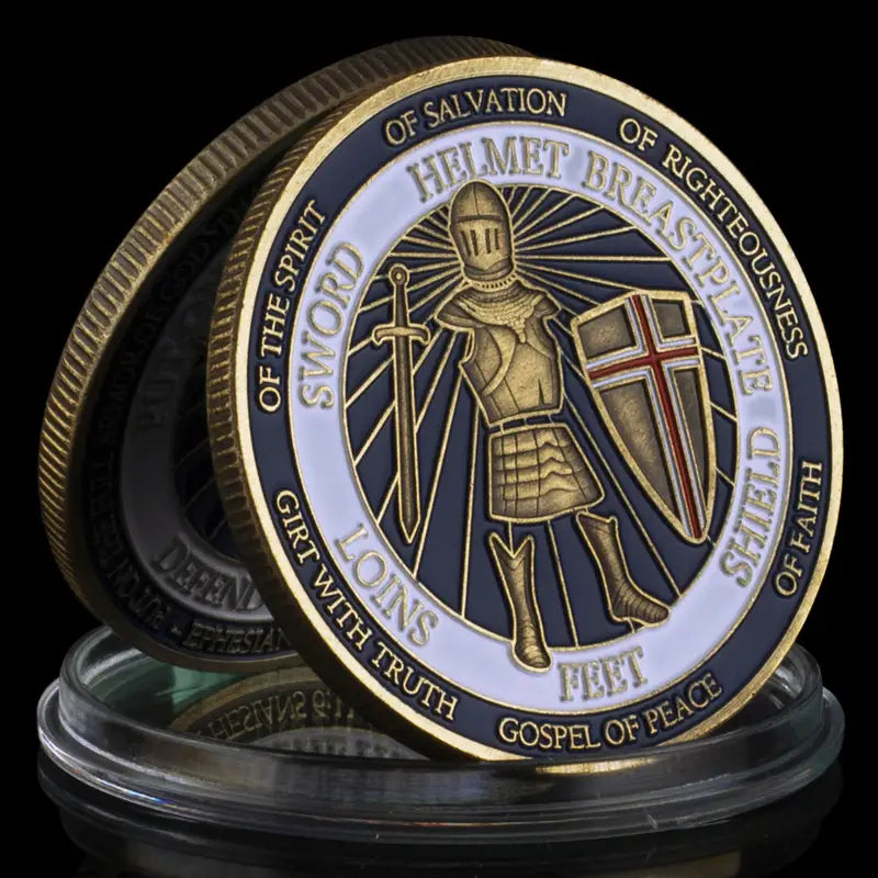 Put On The Full Armor Of God Challenge Coin For Christian Defend The Faith Gold Plated Commemorative Coins
