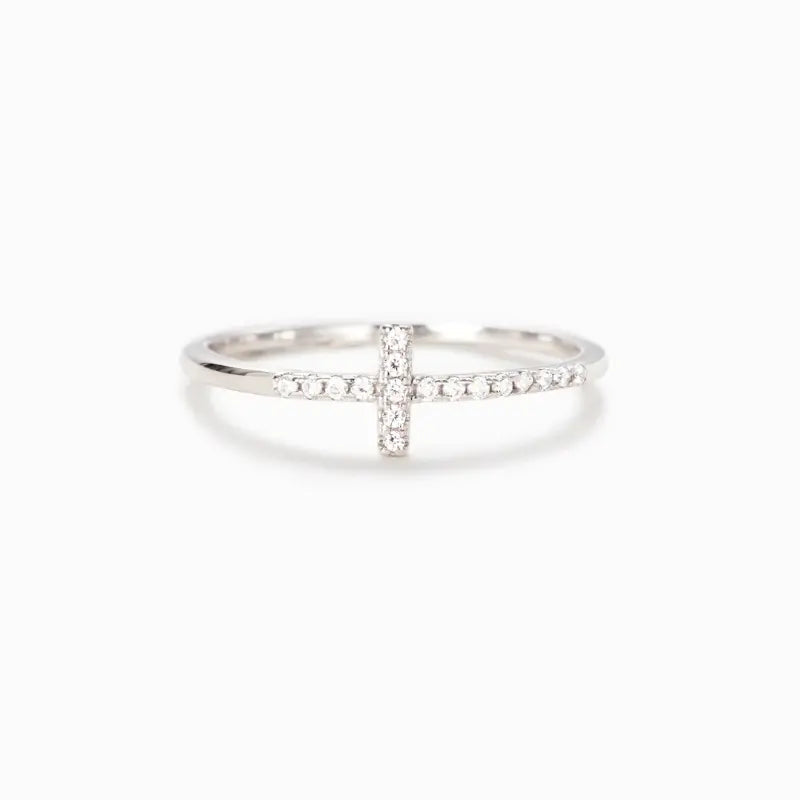 Sparkling Zircon Cross Ring - Perfect Engagement, Anniversary, and Birthday Gift for Her!