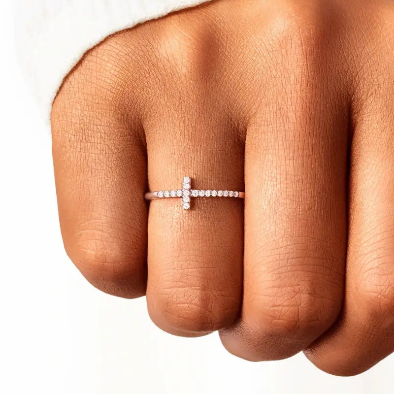 Sparkling Zircon Cross Ring - Perfect Engagement, Anniversary, and Birthday Gift for Her!