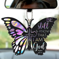 Thumbnail for Exquisite Colorful Black Butterfly Jesus Cross Pendant, Bicycle Rearview Mirror Ornament, Key Chain, Holiday Gift