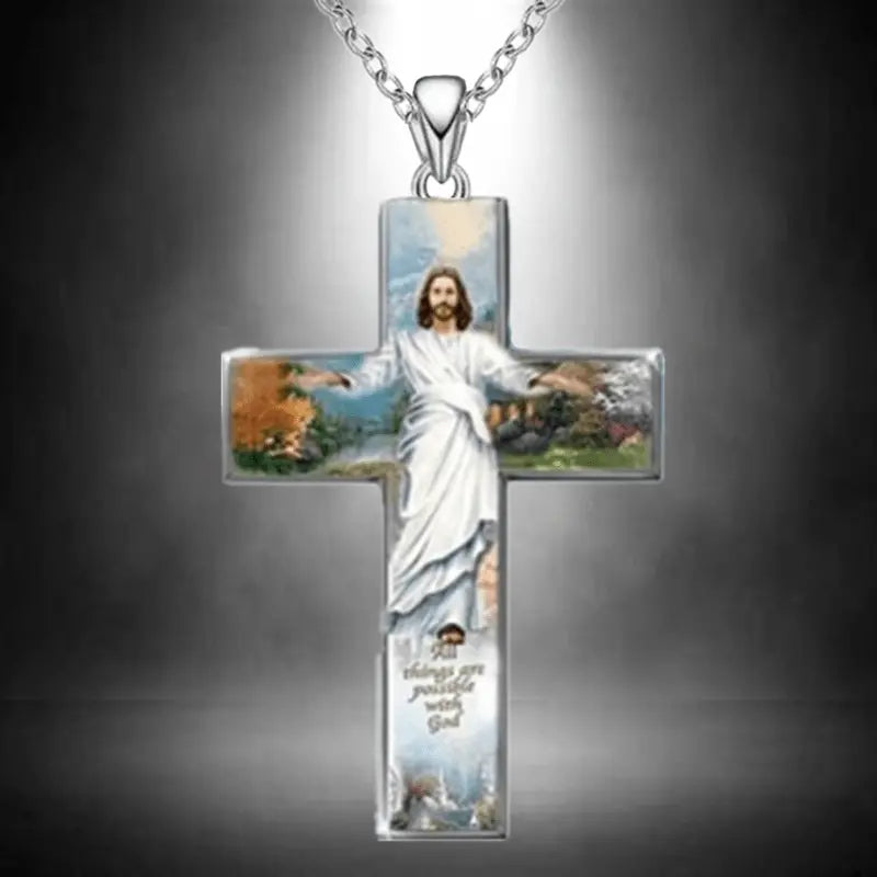 Fashion Holy Jesus Cross Pendant Necklace Personality Cross Jewelry Accessories
