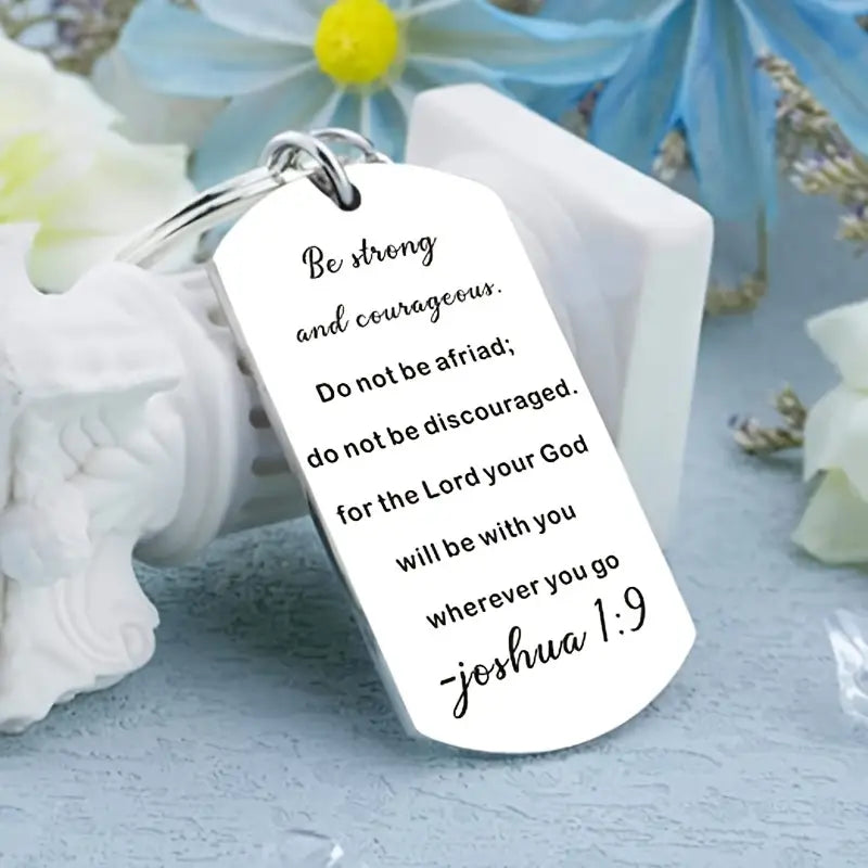 Christian-Themed Stainless Steel Keychain: Inspirational Bible Verse Necklace Pendant Cross Charm - Perfect Birthday Gift!