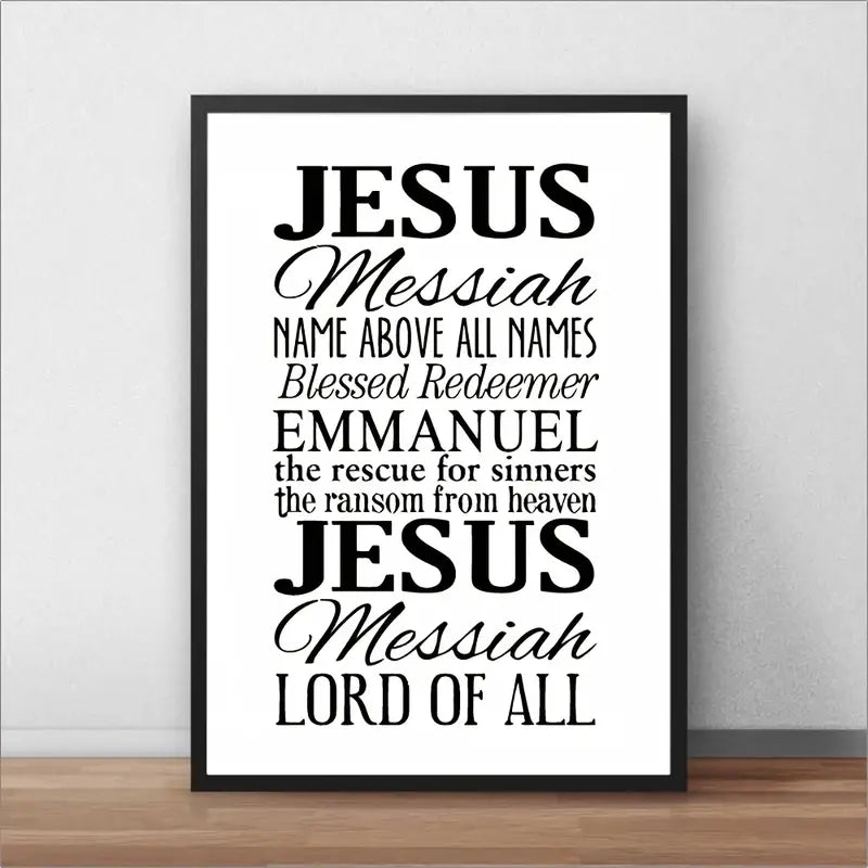 1pc Christian Jesus Canvas Art Print Painting, Black And White Wall Art Painting For Home Wall Decor, No Frame