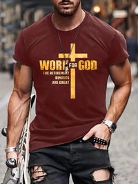Thumbnail for Look Good and Do Good: Men's Summer Clothing with 'Work For God' Cross T-Shirts
