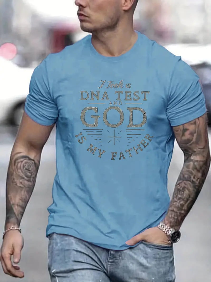 Men's Summer Outfit: Christian Slogan Pattern Print T-Shirt - A Stylish Graphic Tee for Men