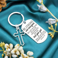 Thumbnail for Bible Verse Keychain Be Strong And Courageous Cross Keychain Men Women Religious Gifts For Family Friend Birthday Christmas Thanksgiving Christian Gifts Inspirational Keyring