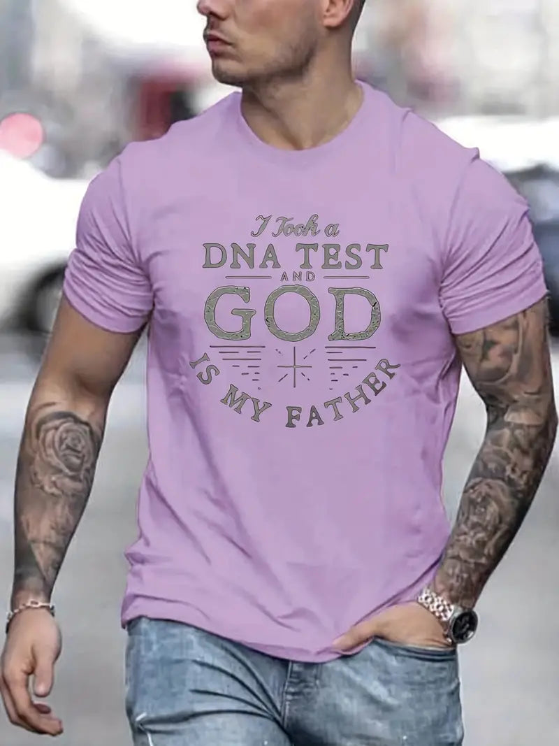 Men's Summer Outfit: Christian Slogan Pattern Print T-Shirt - A Stylish Graphic Tee for Men