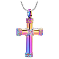Thumbnail for Customizable Rope Wrap Cross Cremation Urn Pendant Necklace: A Unique Keepsake for Men