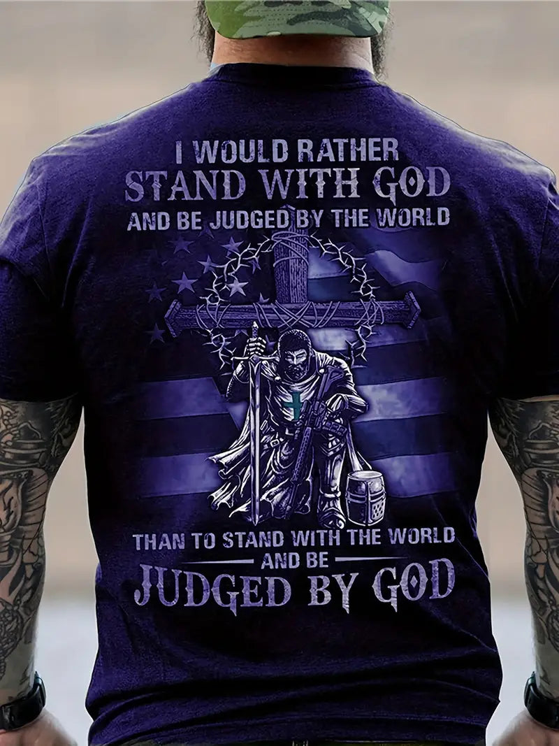 Stand with God in Style: Men's Summer T-Shirts with Cross Round Neck