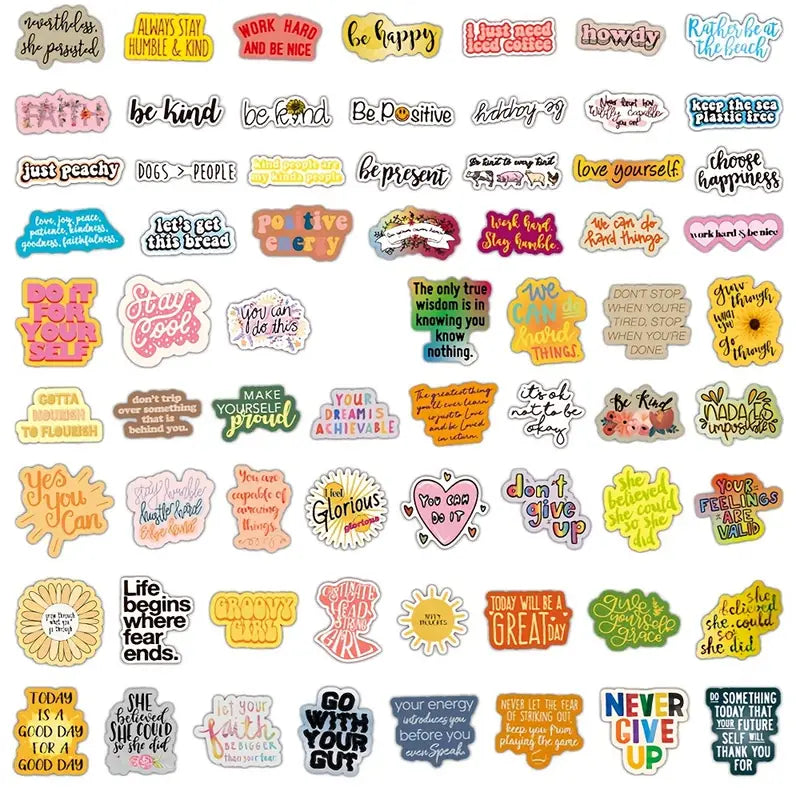 200pcs Inspirational Words Stickers, Motivational Quote Stickers, Vinyl Positive Sticker For Water Bottles Book Laptop