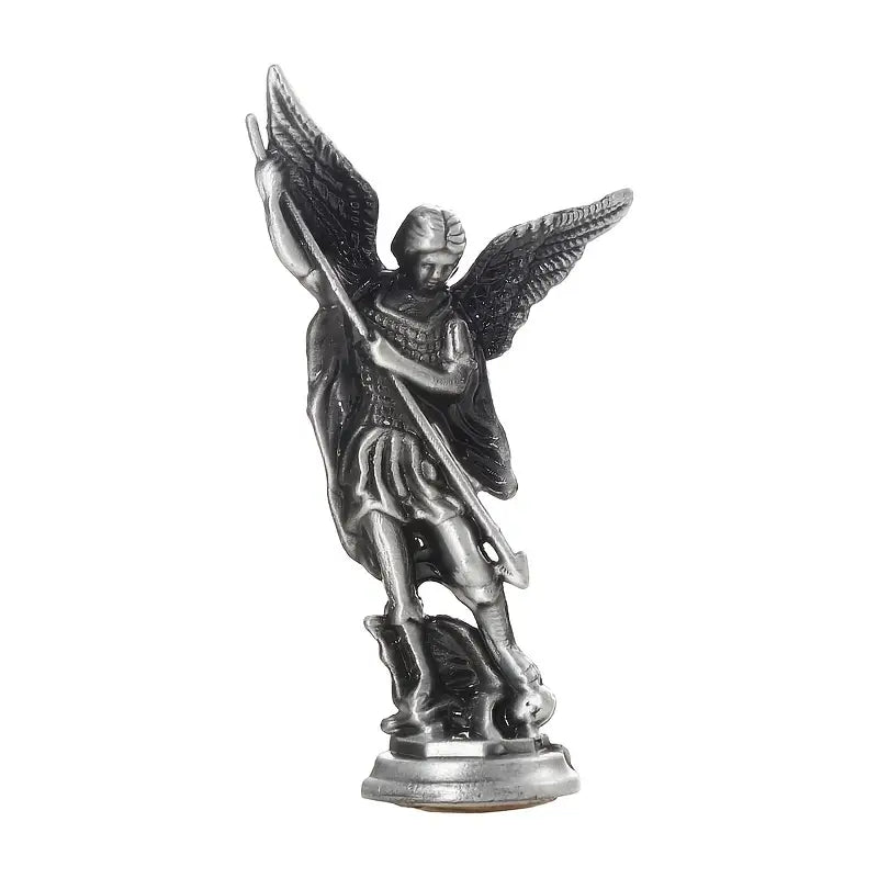 1pc Christian Saint Michael Figurine, The Archangel Defeating Satan Guardian Statues Zinc Alloy Ctafts, For Home Room Tabletop Desktop Decor