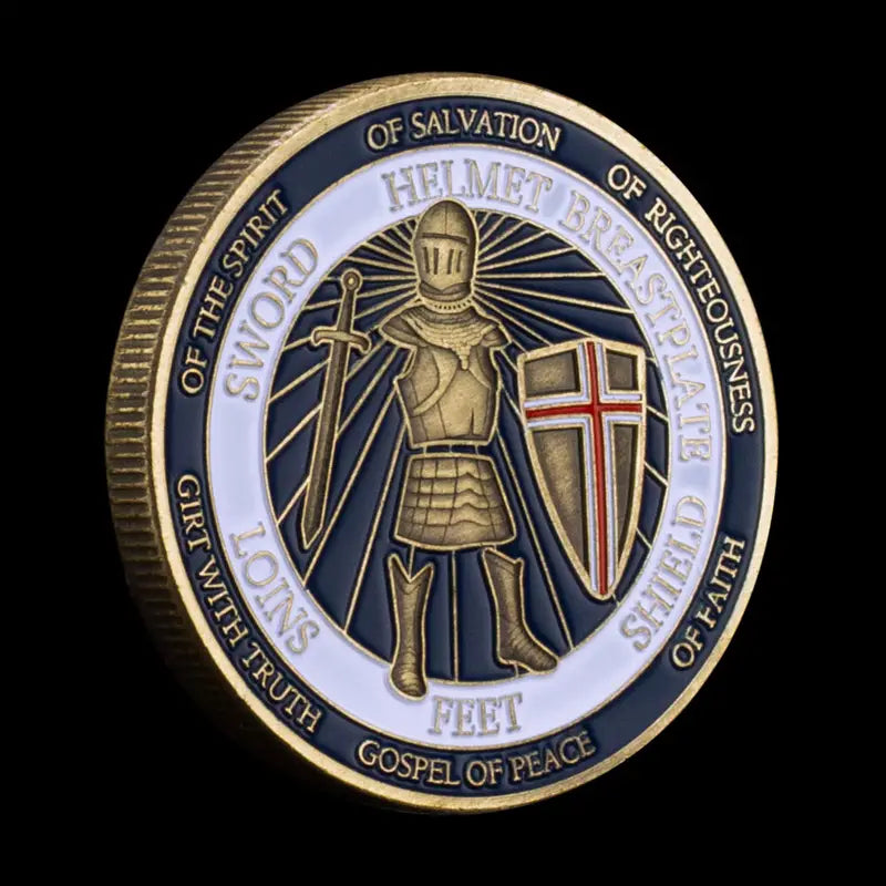 Put On The Full Armor Of God Challenge Coin For Christian Defend The Faith Gold Plated Commemorative Coins