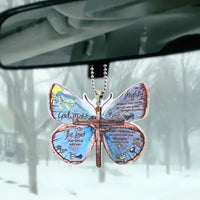 Thumbnail for Creative Cross Butterfly Car Pendant Car Rearview Mirror Decorations Christian Religion Blue Butterfly Hanging Ornament Keychain Pendant