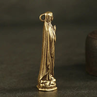 Thumbnail for 1pc, Vintage Brass Virgin Mary Statue Ornament, Ancient Copper Color Crafts Ornaments, Room Decor, Home Decor, Scene Decor, Desktop Decor, Key Ring Pendant