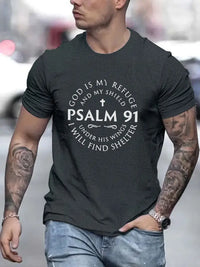 Thumbnail for Christian Slogan Pattern Print Men's T-shirt, Graphic Tee Men's Summer Clothes, Men's Outfits