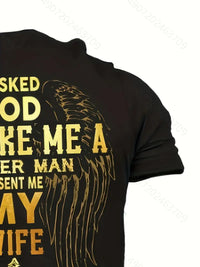 Thumbnail for Christian Slogan Pattern Print Men's Slight Stretch T-shirt, Graphic Tee Men's Summer Clothes, Men's Outfits