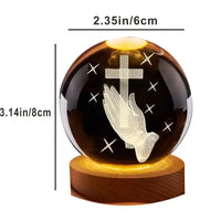 Thumbnail for Unique 3D Crystal Ball Cross Ln Hand With Multicolor LED Night Light - Perfect Gift For Women and Men of Faith