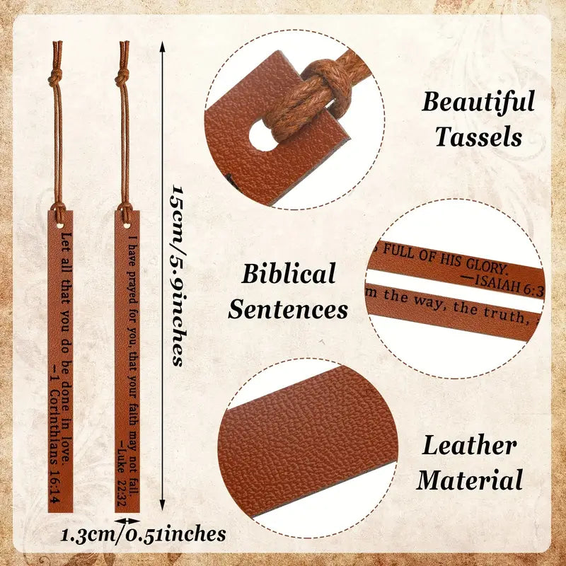 10 Pieces Christian Leather Bookmark Bible Bookmarks Handmade Genuine Leather Page Markers Bible Verses Bookmarks Christian Gift For Men Women Book Reading Bookworm Book Lovers Readers