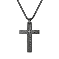 Thumbnail for 1pc Stainless Steel Christian Cross Bible Verse Prayer Statement Religious Pendant Necklace