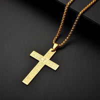 Thumbnail for 1pc Stainless Steel Christian Cross Bible Verse Prayer Statement Religious Pendant Necklace