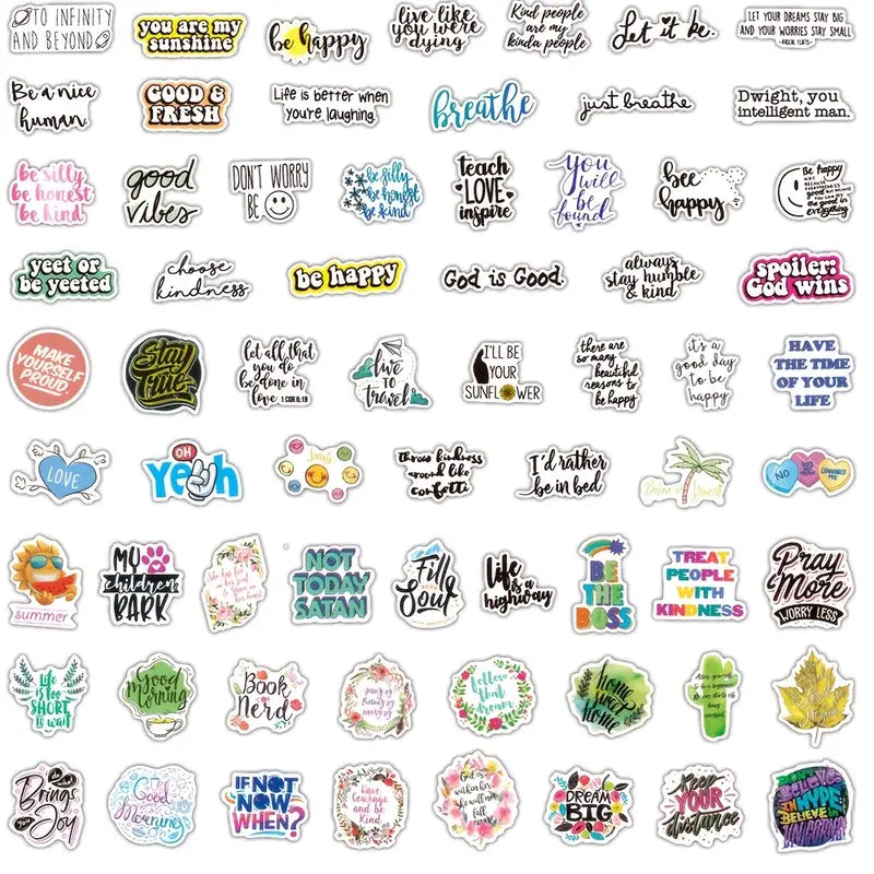 200pcs Inspirational Words Stickers, Motivational Quote Stickers, Vinyl Positive Sticker For Water Bottles Book Laptop