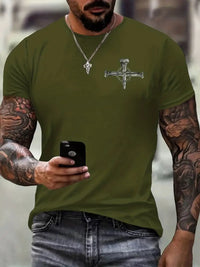 Thumbnail for Cross & Christian Slogan Pattern Print Men's Comfy T-shirt, Graphic Tee Men's Summer Clothes, Men's Clothing