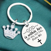Thumbnail for Christian Keychain Inspirational Gift For Daughter Friend Sister Women Faith God Is Within Her She Will Not Fall