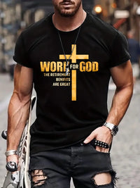 Thumbnail for Look Good and Do Good: Men's Summer Clothing with 'Work For God' Cross T-Shirts