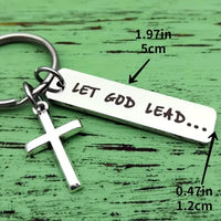 Thumbnail for 1pc Let God Lead Cross Keychain Christian Keychain Religious Keychain
