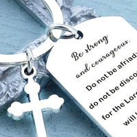 Thumbnail for Christian-Themed Stainless Steel Keychain: Inspirational Bible Verse Necklace Pendant Cross Charm - Perfect Birthday Gift!