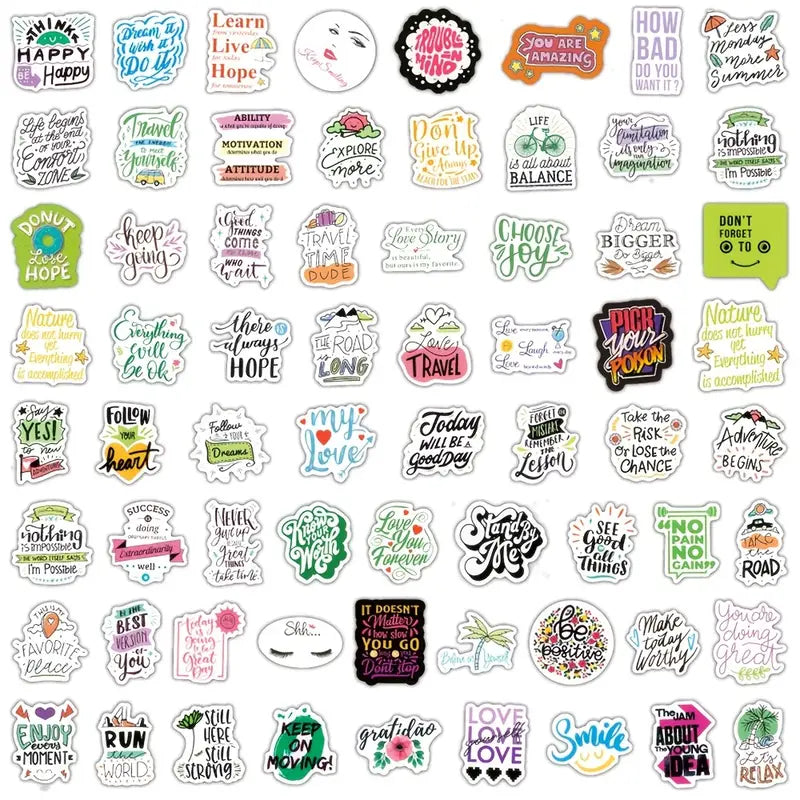 200pcs Inspirational Words Stickers, Motivational Quote Stickers, Vinyl Positive Sticker For Water Bottles Book Laptop