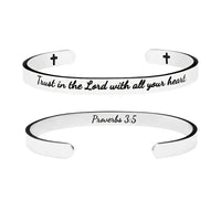Thumbnail for Make a Bold Statement with this Engraved Punk-Style Bracelet: 'Trust In The Lord With All Your Heart'!
