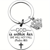 Thumbnail for Christian Keychain Inspirational Gift For Daughter Friend Sister Women Faith God Is Within Her She Will Not Fall