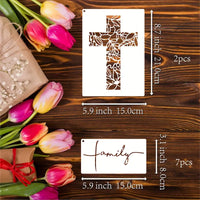 Thumbnail for 9pcs Cross Painting Stencils Set, Christian Stencils, Believe Jesus Forgiveness Cross Stencils, Reusable Painting Stencils With Metal Open Ring For Wall, Wood, Stone, Canvas Bags And More Decorative Painting