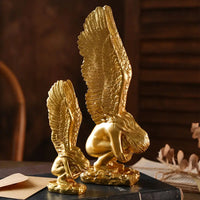 Thumbnail for 1pc Creative Knee Golden Angel Home Indoor Decoration, Resin Handcraft