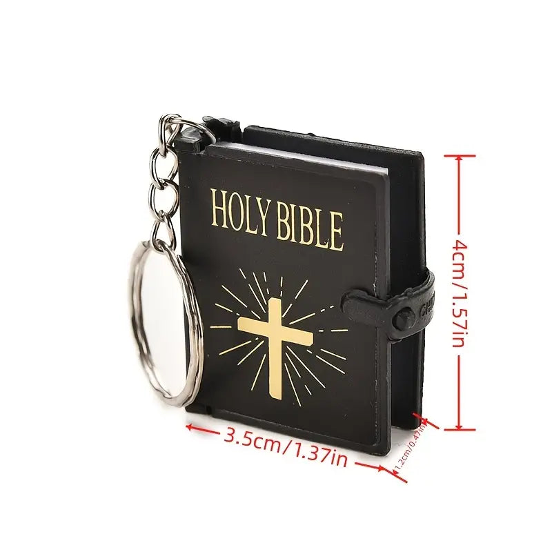 1pc Popular English HOLY BIBLE Religious Christian Jesus Mini Bible Keychain Non-reading Material